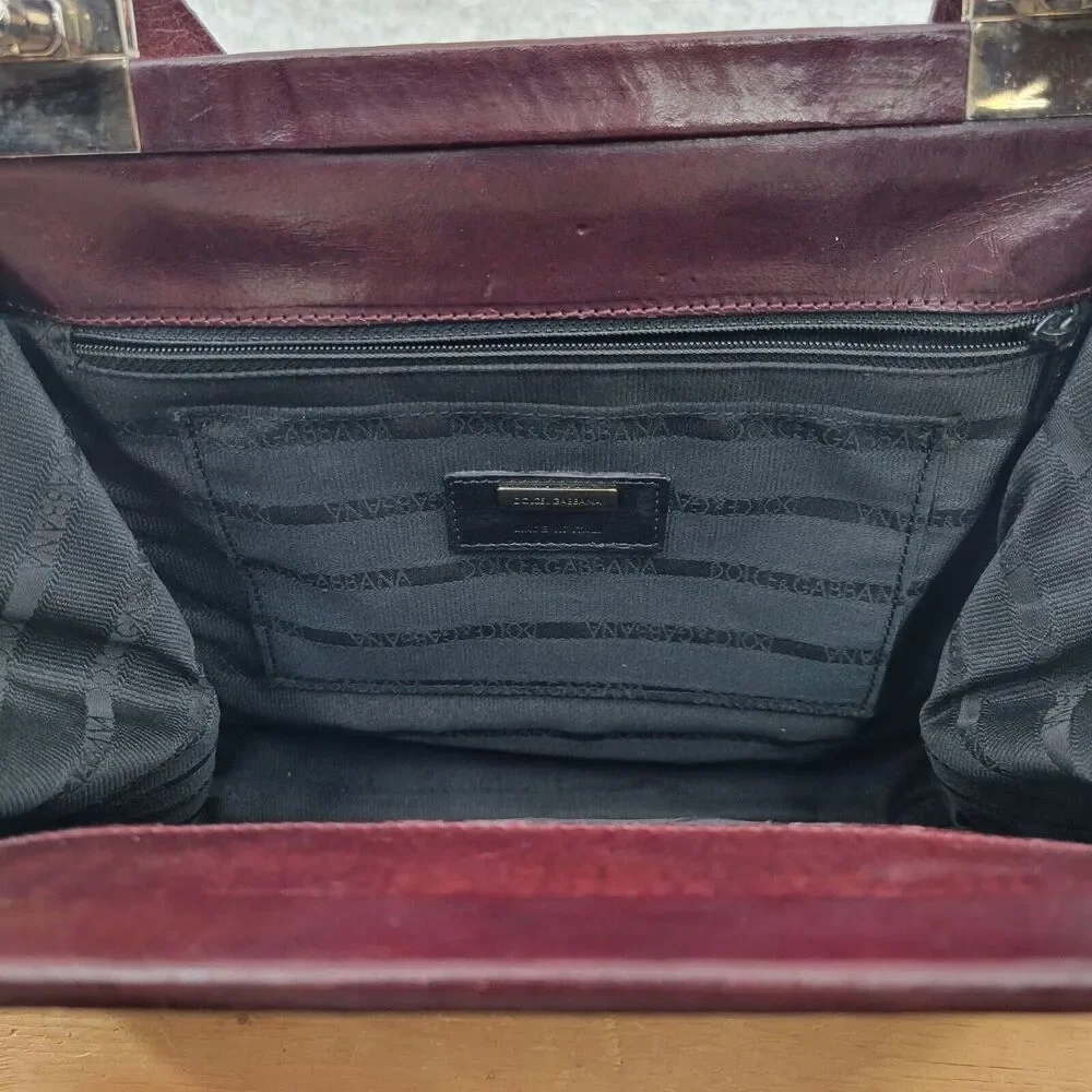 Vintage Dolce & Gabbana Leather Turnlock Frame Purse Burgundy‎ Authenticated - Picture 9 of 13
